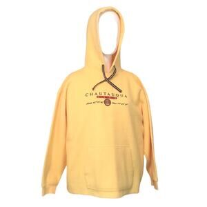 Chautauqua Lake Hoodie Size Medium Yellow Fleece Handwarmer